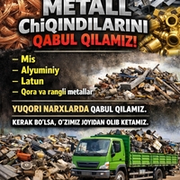 
Temir, mis, alyumin, latun, alimen va boshqa metall chiqindilarini yuqori narxda qabul qi